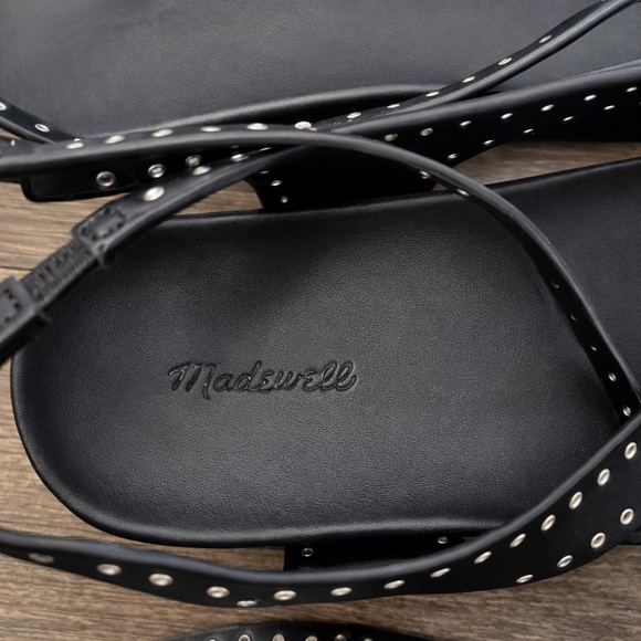 New! Madewell Eleni NV822 Black Grommet Ankle Wrap Thong Sandals Leather 9 NWOB - Picture 9 of 9